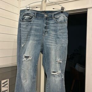 Judy Blue size 22W Distressed Flares Inseam 25” Length 38”